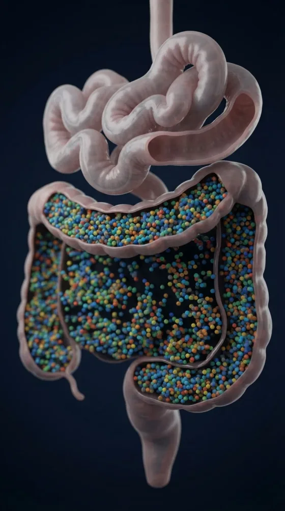 Two-room mechanism frame from the gut-health spec ad
